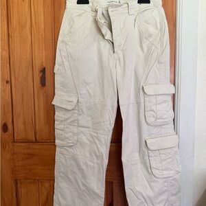 Abercrombie & Fitch Cream Curve Love Cargo Pants Relaxed Fit - 30 Short